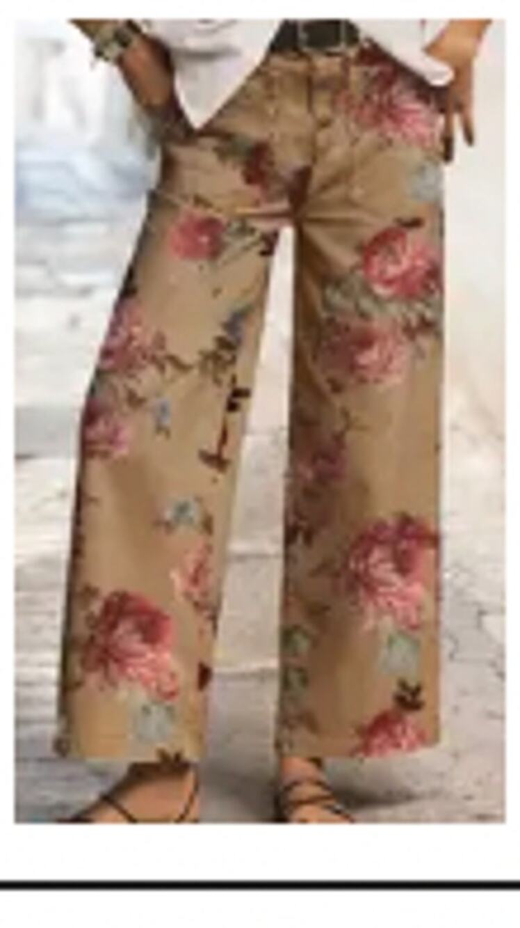 NWT Flemingals Floral Print Patch Pocket High Rise Straight Leg Pants Sz 4X